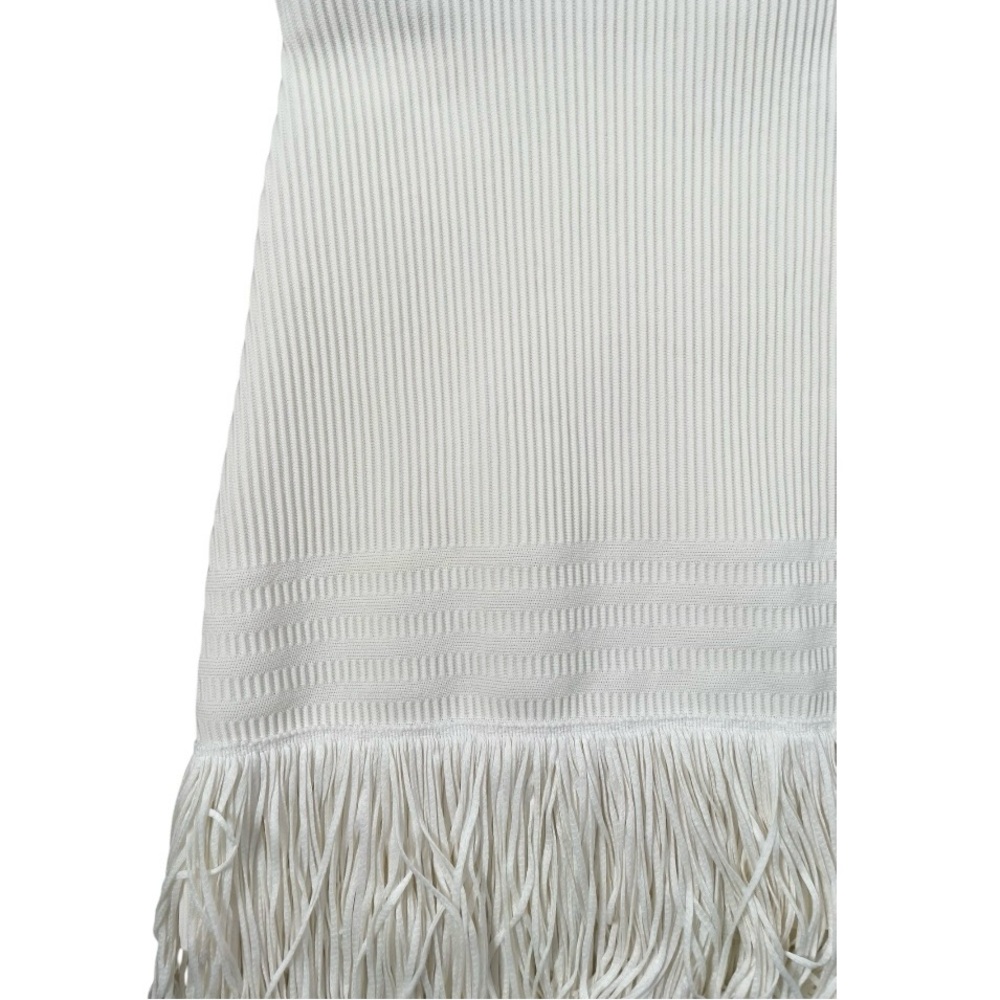 Express Women’s Fringe Skirt Size XL New Without Tags Ivory Stretch Statement - Picture 4 of 6
